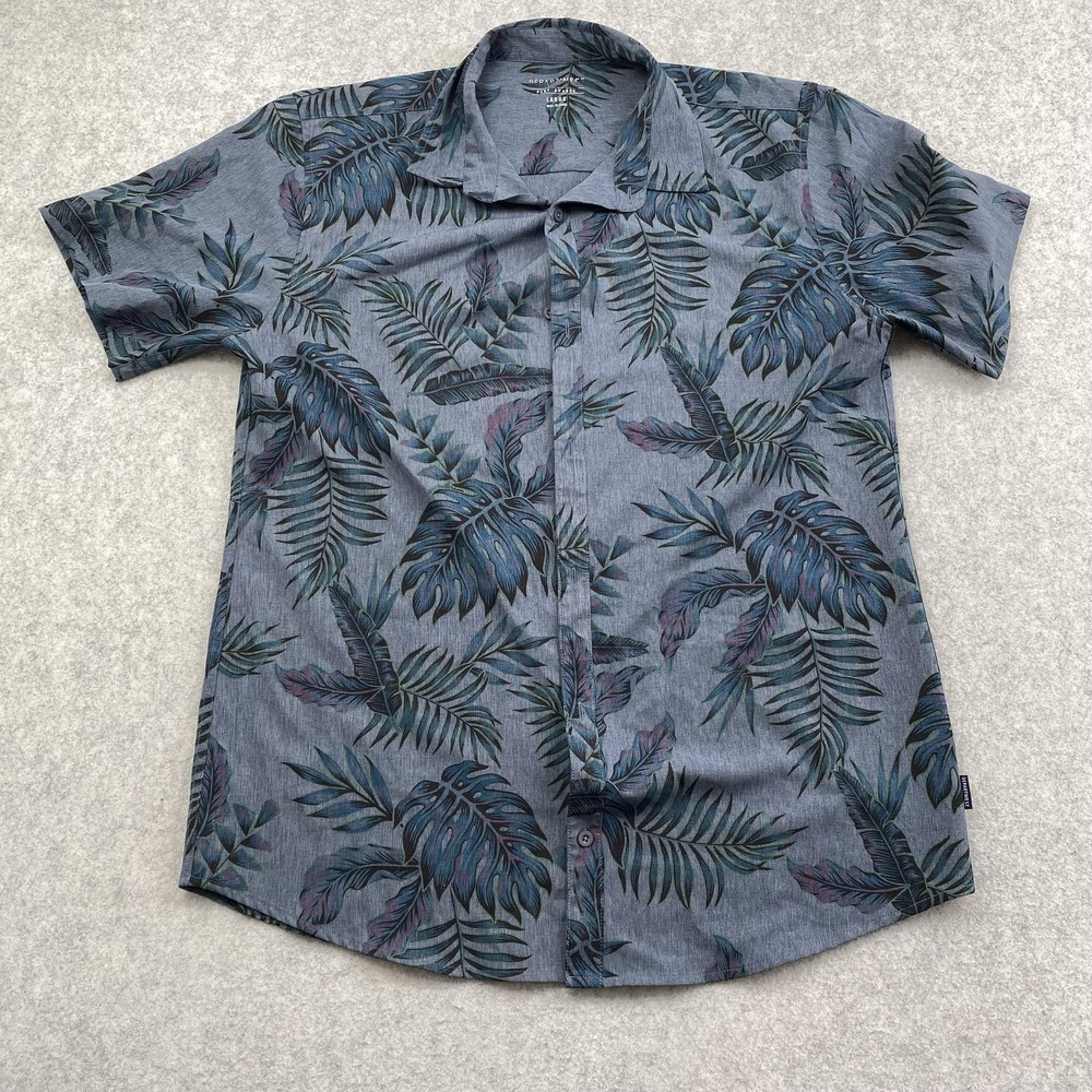 Departwest Shirt Mens Large Gray Floral Tropical Stretch Short Sleeve TS002551M